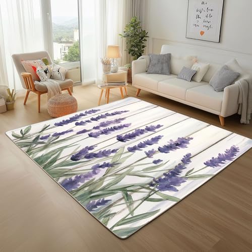 Dyjuaa Pastoral Lavendel Blumen Waschbarer Teppich 200x200 cm, Holz Optik Teppiche Wohnzimmer Anti Rutsch Große Teppiche Schlafzimmer Weich Kurzflor Carpet Matte Kinderteppich Dyjuaa Pastoral Lavendel Blumen Waschbarer Teppich 200x200 cm, Holz Optik Teppiche Wohnzimmer Anti Rutsch Große Teppiche Schlafzimmer Weich Kurzflor Carpet Matte Kinderteppich von Dyjuaa