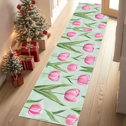 Dyjuaa Pastoral Tulpen Waschbar Läufer Teppich Flur Frühling Garten Blumen Küchen Teppichläufer 60x120 cm Kurzflor rutschfest Carpet für Fußmatte Schlafzimmer Bettvorleger Waschküche Dyjuaa Pastoral Tulpen Waschbar Läufer Teppich Flur Frühling Garten Blumen Küchen Teppichläufer 60x120 cm Kurzflor rutschfest Carpet für Fußmatte Schlafzimmer Bettvorleger Waschküche von Dyjuaa