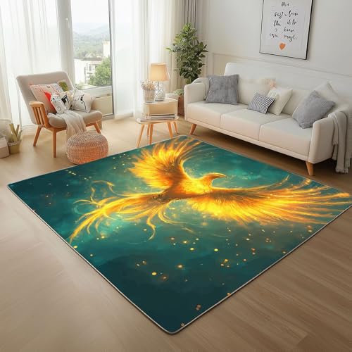 Dyjuaa Phönix Teppich Kurzflor Waschbar Kinderzimmer, Orientalisch Fabelwesen Carpet Weich Antirutsch 120 x 170 cm, Teppiche für Wohnzimmer Schlafzimmer, Jugendzimmer Dyjuaa Phönix Teppich Kurzflor Waschbar Kinderzimmer, Orientalisch Fabelwesen Carpet Weich Antirutsch 120 x 170 cm, Teppiche für Wohnzimmer Schlafzimmer, Jugendzimmer von Dyjuaa