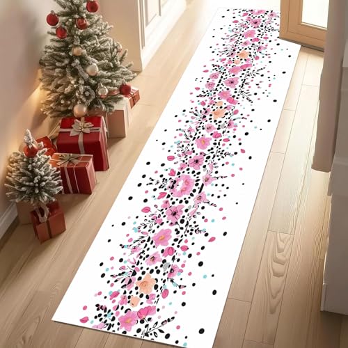 Dyjuaa Romantisch Blumenmuster Waschbar Läufer Teppich Flur Bunt Punkte Küchen Teppichläufer 60x120 cm Kurzflor rutschfest Carpet für Fußmatte Schlafzimmer Bettvorleger Waschküche Dyjuaa Romantisch Blumenmuster Waschbar Läufer Teppich Flur Bunt Punkte Küchen Teppichläufer 60x120 cm Kurzflor rutschfest Carpet für Fußmatte Schlafzimmer Bettvorleger Waschküche von Dyjuaa