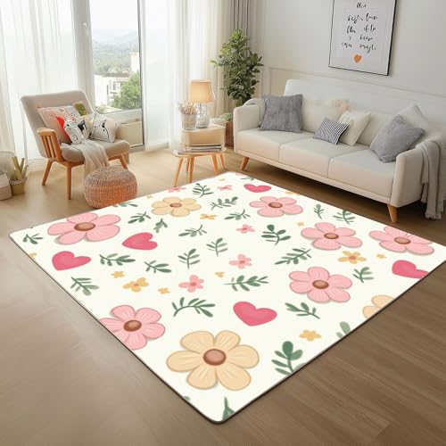 Dyjuaa Romantisch Pastoral Blumen Waschbarer Teppich 200x200 cm, Natur Pflanzen Teppiche Wohnzimmer Anti Rutsch Große Teppiche Schlafzimmer Weich Kurzflor Carpet Matte Kinderteppich Dyjuaa Romantisch Pastoral Blumen Waschbarer Teppich 200x200 cm, Natur Pflanzen Teppiche Wohnzimmer Anti Rutsch Große Teppiche Schlafzimmer Weich Kurzflor Carpet Matte Kinderteppich von Dyjuaa