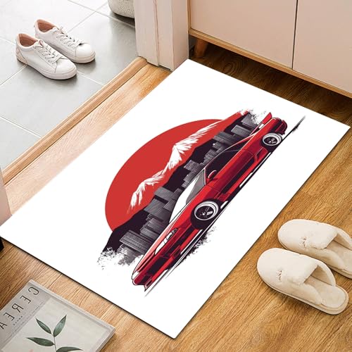 Dyjuaa Rote Sportwagen Fußmatte Schmutzfangmatte 60x90cm, Japanische Berg Fuji Teppich Antirutsch Waschbar, Teppich Kurzflor für Hund, Eingang, Haustür, Balkon, Küche, Flur Dyjuaa Rote Sportwagen Fußmatte Schmutzfangmatte 60x90cm, Japanische Berg Fuji Teppich Antirutsch Waschbar, Teppich Kurzflor für Hund, Eingang, Haustür, Balkon, Küche, Flur von Dyjuaa