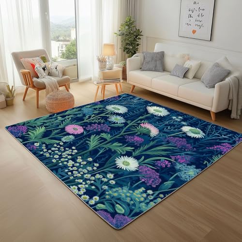 Dyjuaa Rustikal Wildblumen Teppich Kurzflor 100x150 cm, Natur Pflanzen Blumen Bettvorleger Weich rutschfest Waschbar, Teppiche für Wohnzimmer, Schlafzimmer, Esszimmer, Kinderzimmer Dyjuaa Rustikal Wildblumen Teppich Kurzflor 100x150 cm, Natur Pflanzen Blumen Bettvorleger Weich rutschfest Waschbar, Teppiche für Wohnzimmer, Schlafzimmer, Esszimmer, Kinderzimmer von Dyjuaa