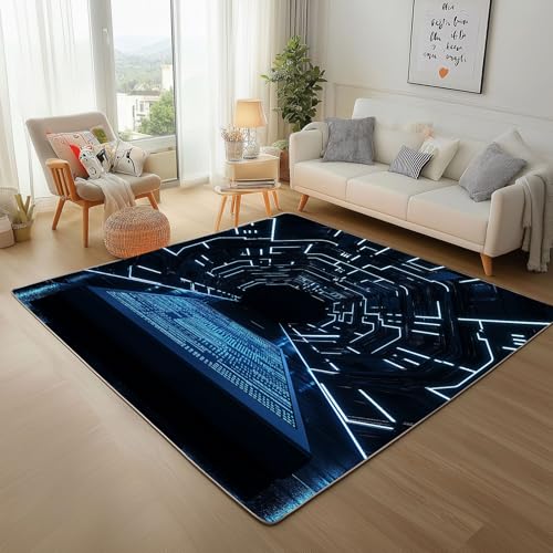Dyjuaa Science-Fiction Tunnel Teppich Schlafzimmer 120x180 cm, Cyberpunk Neontunnel Waschbarer Teppiche Kinderzimmer Kurzflor Antirutschmatte Carpet Weich für Wohnzimmer Jugendzimmer Dyjuaa Science-Fiction Tunnel Teppich Schlafzimmer 120x180 cm, Cyberpunk Neontunnel Waschbarer Teppiche Kinderzimmer Kurzflor Antirutschmatte Carpet Weich für Wohnzimmer Jugendzimmer von Dyjuaa
