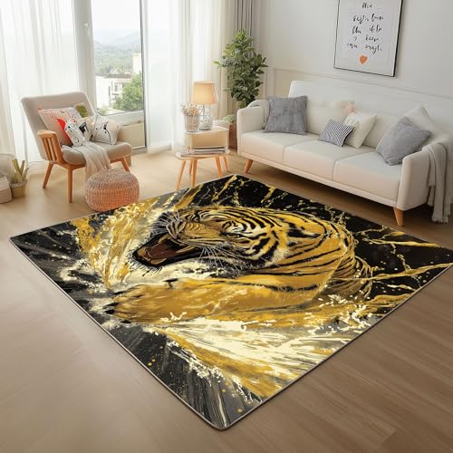 Dyjuaa Tiger Großkatze Tier Waschbarer Teppich 200x200 cm, Fleischfresser Teppiche Wohnzimmer Anti Rutsch Große Teppiche Schlafzimmer Weich Kurzflor Carpet Matte Kinderteppich Dyjuaa Tiger Großkatze Tier Waschbarer Teppich 200x200 cm, Fleischfresser Teppiche Wohnzimmer Anti Rutsch Große Teppiche Schlafzimmer Weich Kurzflor Carpet Matte Kinderteppich von Dyjuaa
