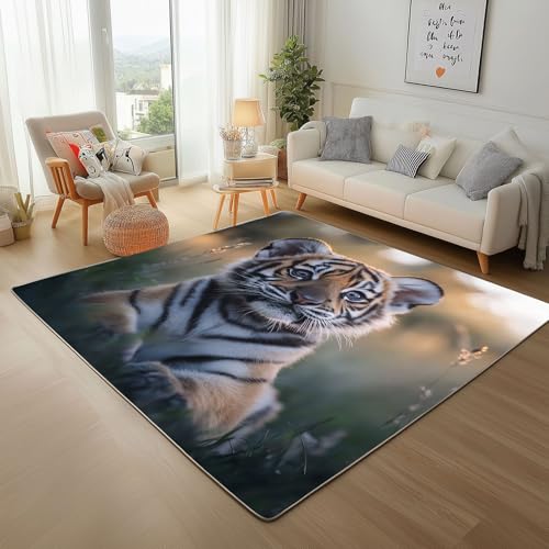 Dyjuaa Tiger Jungtiere Waschbarer Teppich 200x280 cm, Dschungeltiere Carpet Wohnzimmer Anti Rutsch Große Teppiche Schlafzimmer Weich Kurzflor Teppiche Matte Kinderteppich Dyjuaa Tiger Jungtiere Waschbarer Teppich 200x280 cm, Dschungeltiere Carpet Wohnzimmer Anti Rutsch Große Teppiche Schlafzimmer Weich Kurzflor Teppiche Matte Kinderteppich von Dyjuaa
