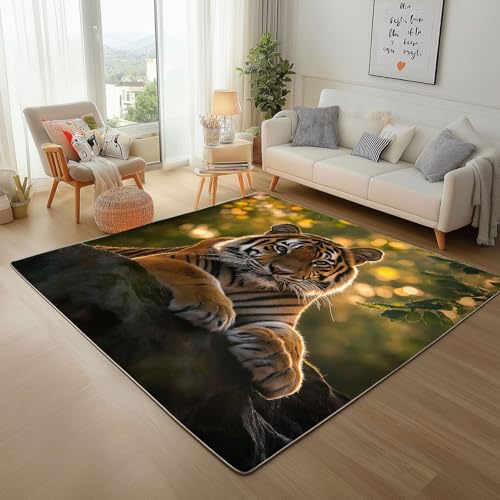 Dyjuaa Tiger Waschbarer Teppich 200x280 cm, Dschungel Tier Carpet Wohnzimmer Anti Rutsch Große Teppiche Schlafzimmer Weich Kurzflor Teppiche Matte Kinderteppich Dyjuaa Tiger Waschbarer Teppich 200x280 cm, Dschungel Tier Carpet Wohnzimmer Anti Rutsch Große Teppiche Schlafzimmer Weich Kurzflor Teppiche Matte Kinderteppich von Dyjuaa
