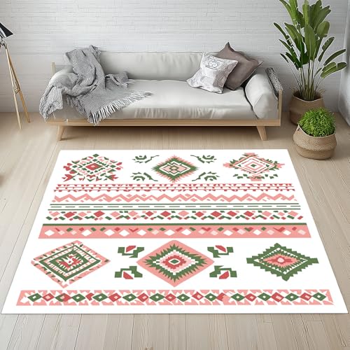 Dyjuaa Traditionell Ethnischer Waschbarer Teppich 200x200 cm, Moderne Geometrisch Teppiche Wohnzimmer Anti Rutsch Große Teppiche Schlafzimmer Weich Kurzflor Carpet Matte Kinderteppich von Dyjuaa