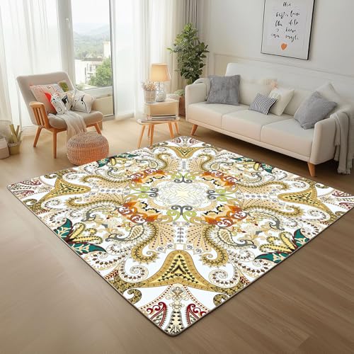 Dyjuaa Traditionell Paisley Muster Teppich 160x230 cm, Bohemian Ethnischer Stil Carpet Waschbar rutschfest Kurzflor, Teppiche Weich für Schlafzimmer, Wohnzimmer, Esszimmer, Kinderzimmer Dyjuaa Traditionell Paisley Muster Teppich 160x230 cm, Bohemian Ethnischer Stil Carpet Waschbar rutschfest Kurzflor, Teppiche Weich für Schlafzimmer, Wohnzimmer, Esszimmer, Kinderzimmer von Dyjuaa