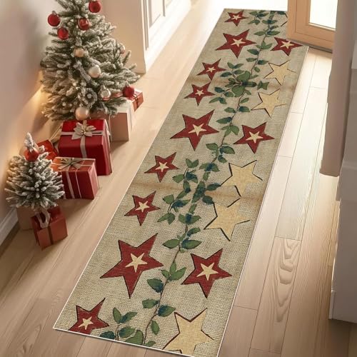 Dyjuaa Vintage Rustikal Waschbar Läufer Teppich Flur Stern Pflanzen Blätter Küchen Teppichläufer 60x120 cm Kurzflor rutschfest Carpet für Fußmatte Schlafzimmer Bettvorleger Waschküche Dyjuaa Vintage Rustikal Waschbar Läufer Teppich Flur Stern Pflanzen Blätter Küchen Teppichläufer 60x120 cm Kurzflor rutschfest Carpet für Fußmatte Schlafzimmer Bettvorleger Waschküche von Dyjuaa