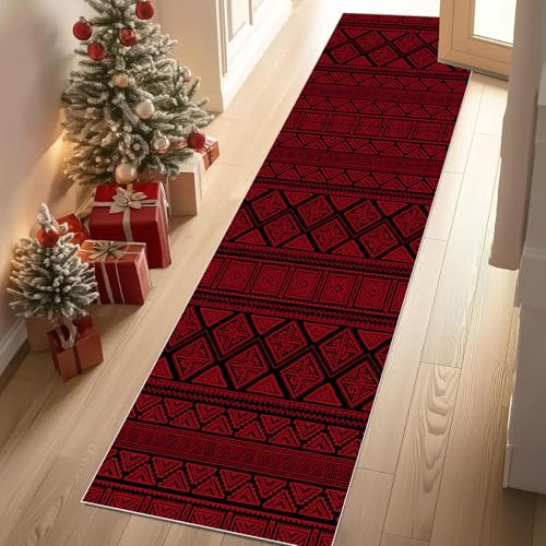 Dyjuaa Vintage Tribal Ethnischer Waschbar Läufer Teppich Flur Rot Schwarz Geometrisch Küchen Teppichläufer 60x120 cm Kurzflor rutschfest Carpet für Fußmatte Schlafzimmer Bettvorleger Waschküche Dyjuaa Vintage Tribal Ethnischer Waschbar Läufer Teppich Flur Rot Schwarz Geometrisch Küchen Teppichläufer 60x120 cm Kurzflor rutschfest Carpet für Fußmatte Schlafzimmer Bettvorleger Waschküche von Dyjuaa