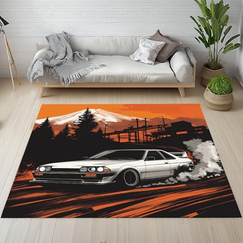 Dyjuaa Weiß Auto Teppich Kurzflor 100x150 cm, Japanische Sportwagen Bettvorleger Weich rutschfest Waschbar, Teppiche für Wohnzimmer, Schlafzimmer, Esszimmer, Kinderzimmer Dyjuaa Weiß Auto Teppich Kurzflor 100x150 cm, Japanische Sportwagen Bettvorleger Weich rutschfest Waschbar, Teppiche für Wohnzimmer, Schlafzimmer, Esszimmer, Kinderzimmer von Dyjuaa