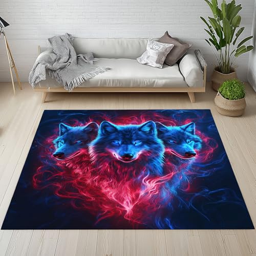 Dyjuaa Wolf Abstrakt Flamme Waschbarer Teppich 200x200 cm, Fantasie Waldtiere Teppiche Wohnzimmer Anti Rutsch Große Teppiche Schlafzimmer Weich Kurzflor Carpet Matte Kinderteppich Dyjuaa Wolf Abstrakt Flamme Waschbarer Teppich 200x200 cm, Fantasie Waldtiere Teppiche Wohnzimmer Anti Rutsch Große Teppiche Schlafzimmer Weich Kurzflor Carpet Matte Kinderteppich von Dyjuaa