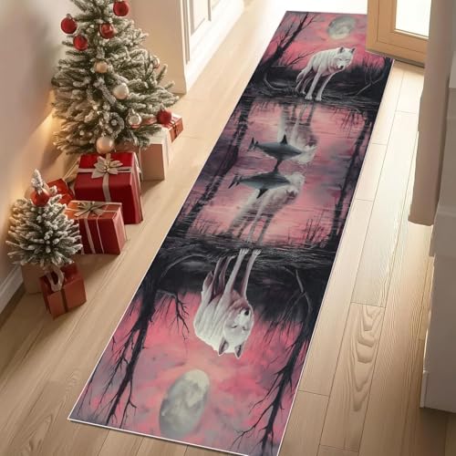 Dyjuaa Wolf Tierwelt Teppich Läufer Flur 60x210 cm rutschfest Fantasie Wald Landschaft Waschbar Weich Kurzflor Küchenläufer Carpet Schlafzimmer Bettvorleger Teppiche für Flur Waschküche Dyjuaa Wolf Tierwelt Teppich Läufer Flur 60x210 cm rutschfest Fantasie Wald Landschaft Waschbar Weich Kurzflor Küchenläufer Carpet Schlafzimmer Bettvorleger Teppiche für Flur Waschküche von Dyjuaa