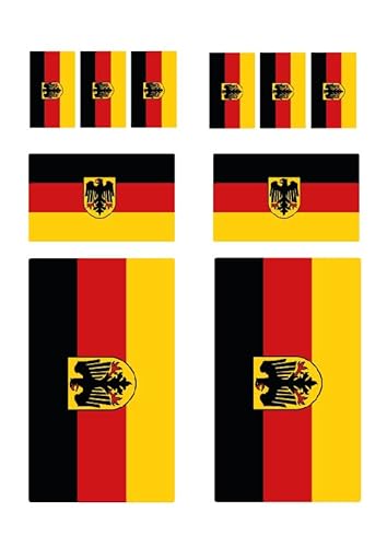 10 Stück Flaggen Aufkleber Deutschland Bundesadler Set Sticker Germany Adler BRD Autoaufkleber - Offsetdruck von Dykgraaf