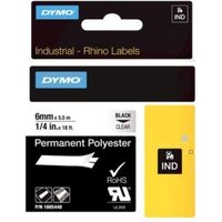 DYMO® Original IND-Schriftband für Rhino™ Permanent Polyester 6mm x 5,5m - schwarz auf transparent von Dymo