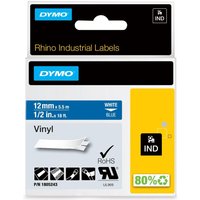 DYMO® Original IND-Schriftband für Rhino, farbiges Vinyl - weiss auf blau von Dymo