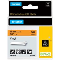 DYMO® Original IND-Schriftband für Rhino, farbiges Vinyl - schwarz auf orange von Dymo