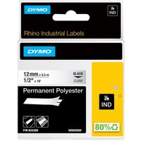 DYMO® Original IND-Schriftband für Rhino, Permanent Polyester - schwarz auf transparent von Dymo