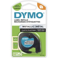 DYMO® Original Schriftband für LetraTag, Plastik - schwarz auf silbermetallic von Dymo