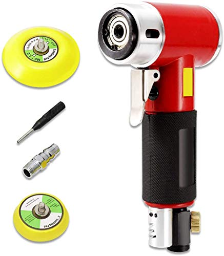 Dyna-Living Exzenterschleifer Mini Druckluft Schleifmaschine Poliermaschine Rotationspolierer Orbitalschleifer Winkelschleifer Polierer mit 2” 3”Schleifteller (Rot, 12000 RPM) von Dyna-Living