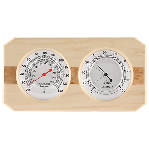 Dyna-Living Sauna-Thermometer 2 in 1 Holz Fahrenheit Thermometer Hygrometer für Sauna Innen Hygrothermostat für Familienhotel Sauna Raum von Dyna-Living
