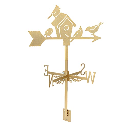 Dyna-Living Wetterhahn für Dach, Metall Wetterhahn Windfahne Metall Vogelhaus Weathervane Retro Wind Vane Mini Wetterfahne fur Wind Direction Indicator & Roof Decoration-18 Karat Gold Farbe von Dyna-Living