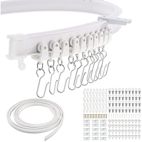 Flexible biegbare Deckenvorhangschiene, gebogene Vorhangschiene, Deckenhalterung, Raumteiler, Wohnmobil Vorhangschiene, Deckenwandhalterung für L-förmige U-förmige Erkerfenster (4.6 m) von Dyna-Living