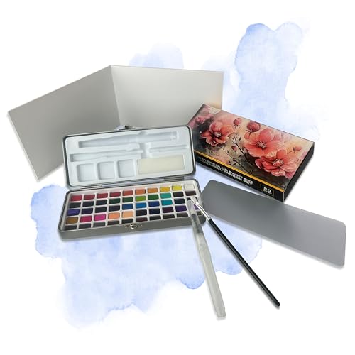 Premium Aquarellfarben-Set – 50 leuchtende Farben in tragbarer Box mit 15 Blatt 300g Aquarellpapier, ideal für unterwegs. Perfekt für Künstler, Hobbymaler und Aquarell-Enthusiasten von DynamiX