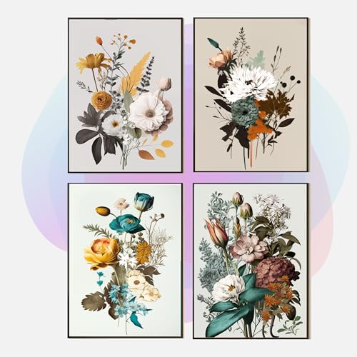 Hochwertiges Poster&Kunstdruck-Set (A3/A4) mit individuellem Charakter I Extra 300g Fotopapier I Dekoration Heimzimmer I ohne Bildrahmen I Made in Germany I (Art Deco, A3, Blumen Set B) von DynamiX