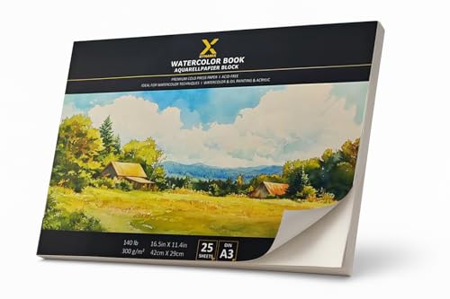 Premium Aquarellpapier Block 300g/m² I 25 Seiten I Künstlerqualität I säurefrei I kaltgepresst – Ideal für Aquarell, Skizzen & Mixed Media (A3) von DynamiX