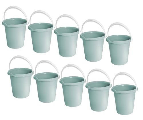 10x Eimer mit Henkel aus Kunststoff Set Putzeimer Haushaltseimer Wassereimer Universaleimer Plastikeimer Ernteeimer Kübel Garteneimer Kunststoff-Eimer (Set 10x12 Liter mit Ausguss) von Dynamic24