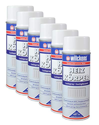 12x Wilckens Heizkörperlackspray weiß hochglänzend 400ml Heizung Lackspray Spraydose für Heizkörper Wasserboiler Radiatoren Warmwasserrohre - große Deck- u. Füllkraft - kratz-, stoß- schlagfest von Dynamic24