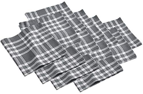 12x Landhaus Stoffservietten Baumwolle 45x45 grau kariert Stoff Tisch Servietten von Dynamic24