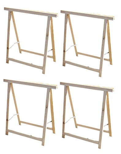 4x Holz Klappbock Unterstellbock -Traglast je ca. 75 kg- Gerüstbock Stützbock Arbeitsbock Stützbalken Holzbock Tapezierbock 75x75 cm Sägehilfe Bock Klappbar von Dynamic24