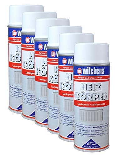 Dynamic24 Heizkörperlackspray weiß seidenmatt 400ml Heizung Lackspray Spraydose für Heizkörper Wasserboiler Radiatoren Warmwasserrohre - große Deck- u. Füllkraft - kratz-, stoß- schlagfest (6) von Dynamic24