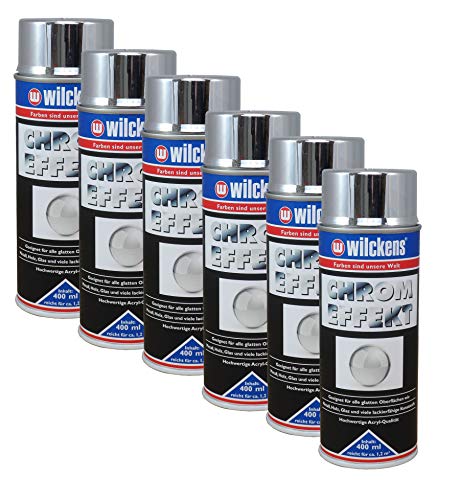 6x WILCKENS Chrom Effekt Spray 400ml Lack silber Glanz Sprühfarbe Chromspray DIY von Dynamic24