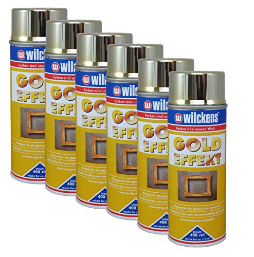 6x WILCKENS Gold Effekt Spray 400ml Lack Hochglanz Metallic Sprühfarbe Farbe von Dynamic24