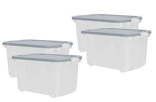 Aufbewahrungsbox 45L mit Deckel farbig Rollen Clipverschluss B60xT40xH32cm Kunststoffbox Stapelbox Spielzeugkiste Lager Box transparent stapelbar Stapelboxen für Kleidung Spielzeug Deko Aufbewahrung Aufbewahrungsbox 45L mit Deckel farbig Rollen Clipverschluss B60xT40xH32cm Kunststoffbox Stapelbox Spielzeugkiste Lager Box transparent stapelbar Stapelboxen für Kleidung Spielzeug Deko Aufbewahrung von Dynamic24