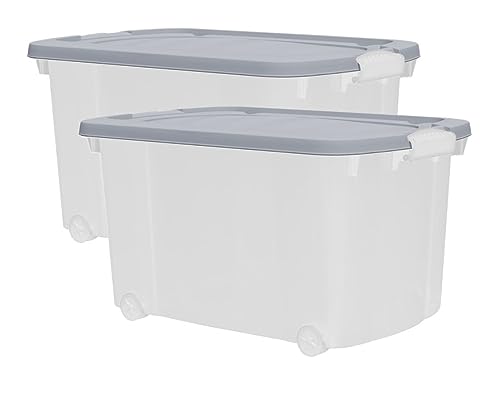 Aufbewahrungsbox 45L mit Deckel farbig Rollen Clipverschluss B60xT40xH32cm Kunststoffbox Stapelbox Spielzeugkiste Lager Box transparent stapelbar Stapelboxen für Kleidung Spielzeug Deko Aufbewahrung Aufbewahrungsbox 45L mit Deckel farbig Rollen Clipverschluss B60xT40xH32cm Kunststoffbox Stapelbox Spielzeugkiste Lager Box transparent stapelbar Stapelboxen für Kleidung Spielzeug Deko Aufbewahrung von Dynamic24
