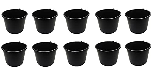 Baueimer Mörteleimer 20l Maurerbütt Eimer Putzeimer Wassereimer Maurereimer Kübel BAU Mörtel Putz Haushalt schwarz Kunststoff Futtereimer Stalleimer Stall (10) von Dynamic24