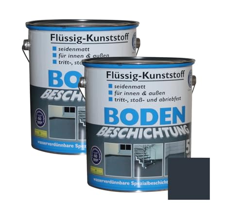 Dynamic24 10 Liter Flüssig Kunststoff 2x 5L Acryl Bodenbeschichtung 100m² Betonfarbe Beton Beschichtung (Anthrazitgrau) von Dynamic24