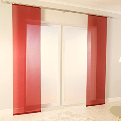Dynamic24 2X Vorhang 245x57cm Schiebevorhang Gardine transparent Flächenvorhang Vorhänge Schiebegardine Terracotta rot inklusive Klettbandaufhängung von Dynamic24