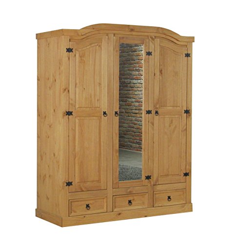 Dynamic24 3-türiger Kiefer Kleiderschrank New Mexico mit Spiegel Natur Dynamic24 3-türiger Kiefer Kleiderschrank New Mexico mit Spiegel Natur von Dynamic24