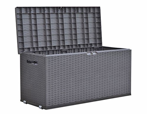 Dynamic24 Auflagenbox mit Tragegriff und Rollen Gartenbox Gartentruhe Auflagen Kissen Garten Box Truhe Terrasse Balkon Aufbewahrung rollbar (349 L) von Dynamic24