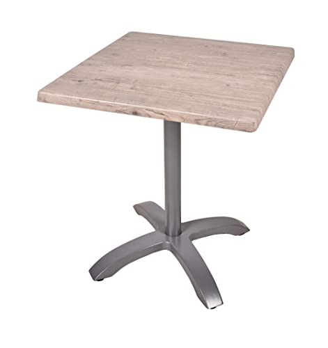Dynamic24 Bistrotisch Set Washington Pine 70cm Tischgestell Alu Silber matt Garten Tisch von Dynamic24