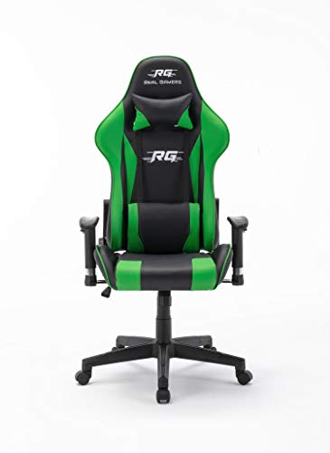 Dynamic24 Gaming Computerstuhl Real Gamers Pro schwarz grün Drehstuhl Gamer Büro Stuhl von Dynamic24