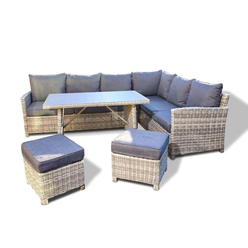 Dynamic24 Garten Lounge Set Polyrattan – 4-teilig – Sitzgruppe mit Liegefunktion & Hocker –– inkl. Tisch mit Glasplatte & bequemen Kissen – Outdoor Terrasse Balkon Esstisch Gartensofa Dynamic24 Garten Lounge Set Polyrattan – 4-teilig – Sitzgruppe mit Liegefunktion & Hocker –– inkl. Tisch mit Glasplatte & bequemen Kissen – Outdoor Terrasse Balkon Esstisch Gartensofa von Dynamic24