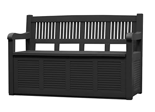 Dynamic24 Garten Truhenbank 280 Liter B 130 x H 85 x T 60cm Gartenbank Bank Gartentruhe Kissenbox Auflagenbox Gartenbox mit Stauraum Sitzbank Kissenbox Box Truhe von Dynamic24