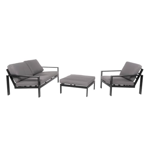 Dynamic24 Gartenmöbel Set Elvo Aluminium Loungegruppe für Terrasse Balkon & Wintergarten Schwarz/Grau inkl. Kissen Sitzgruppe Gartensofa Gartenhocker Dynamic24 Gartenmöbel Set Elvo Aluminium Loungegruppe für Terrasse Balkon & Wintergarten Schwarz/Grau inkl. Kissen Sitzgruppe Gartensofa Gartenhocker von Dynamic24